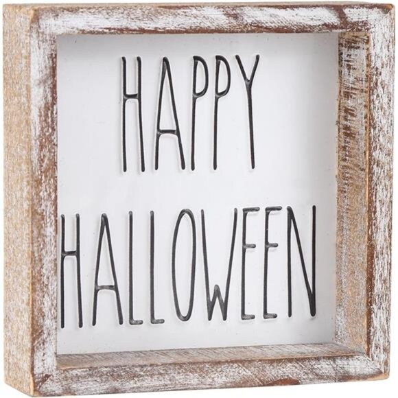 Halloween Home Decor, Happy Halloween Block Sign for Shelf, Mantel, Table - Picture 1 of 7